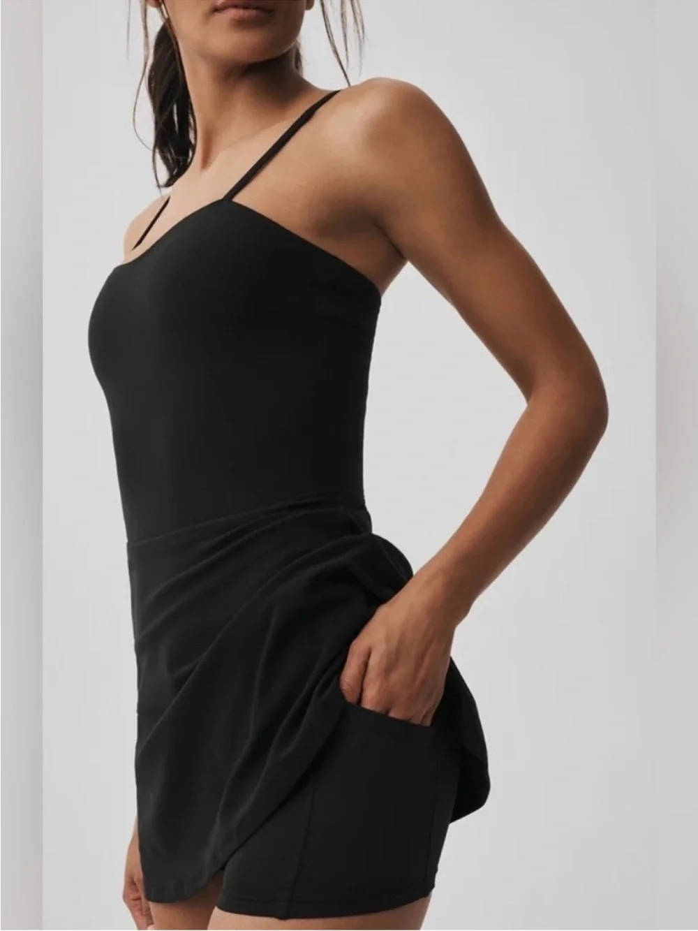 Alo Yoga Courtside Tennis Dress Black Sz L 12-14 W8176R